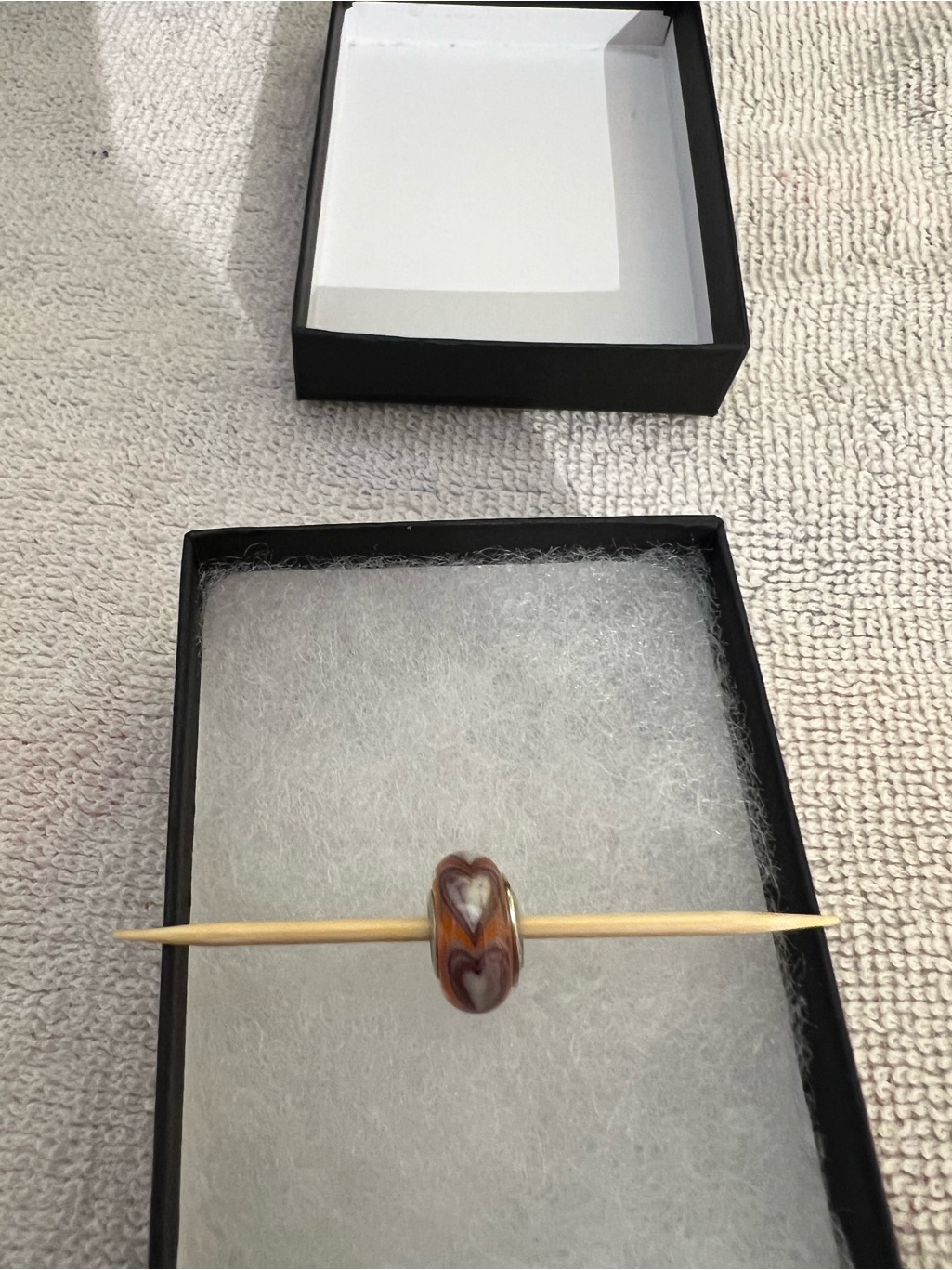 Heart Pattern Orange Glass Bead